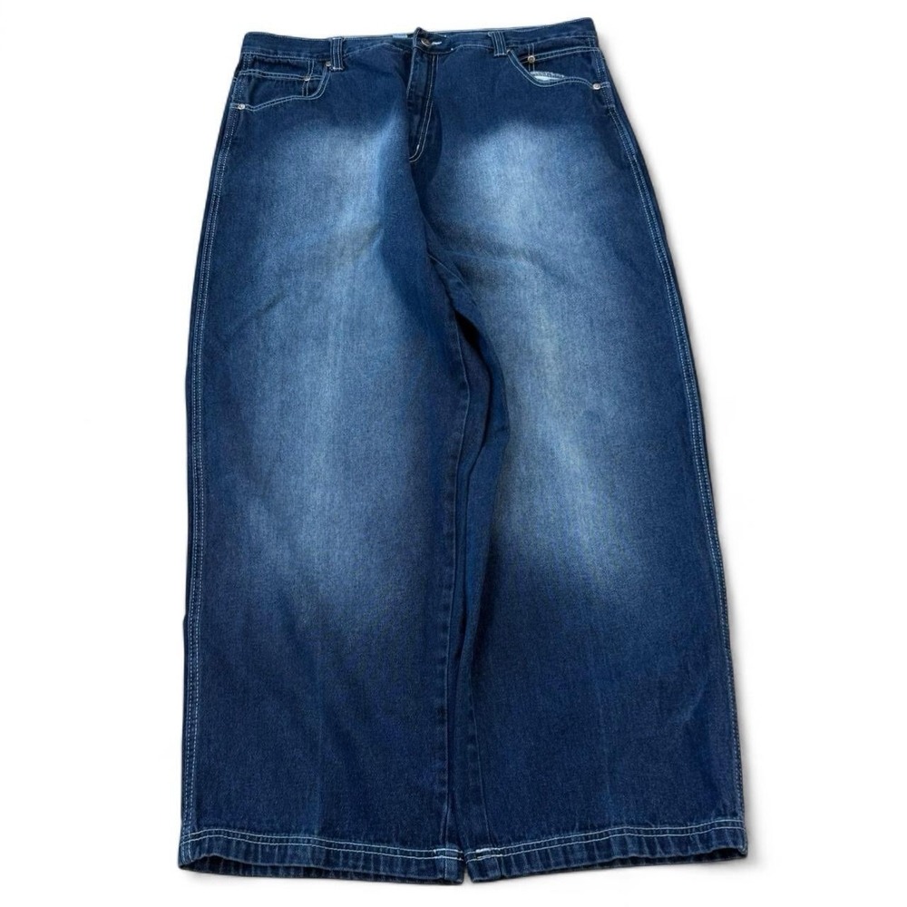 Vintage Evolution Super Baggy Wide Leg Faded Blue Jeans Men's 41x32 Skater Y2K
